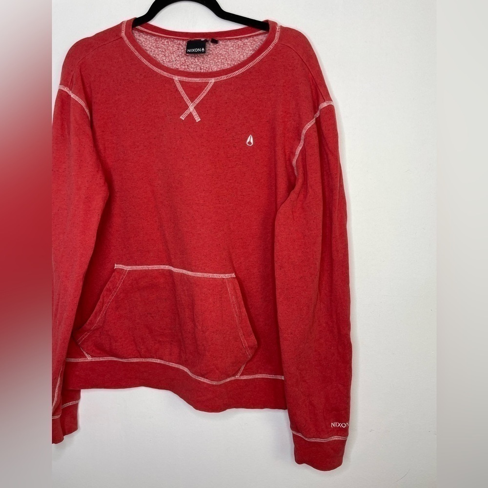 NIXON speckles flecks red crewneck sweatshirt